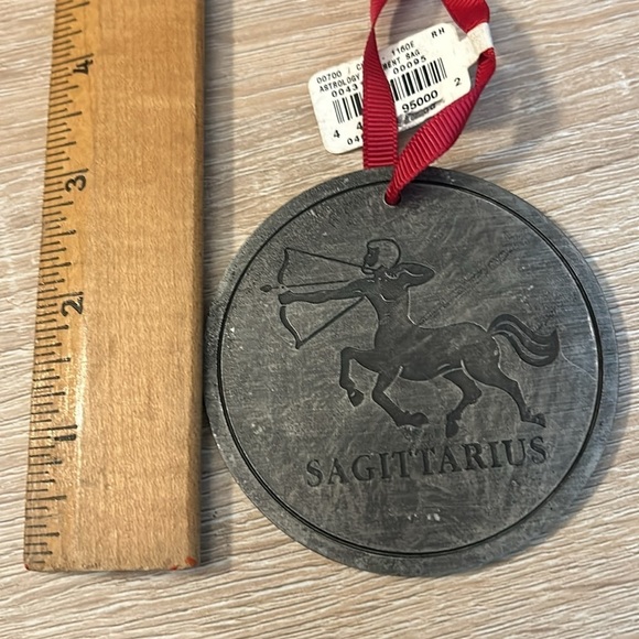 Astrology Sagittarius Pewter Metal Round Ornament with Ribbon for Hanging - Picture 5 of 5